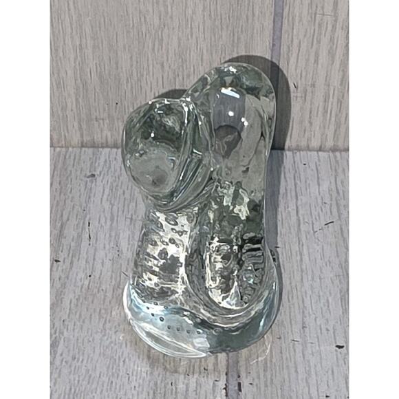 Vtg Hand Blown Art Glass Hound Dog Paperweight Controlled Bubbles Clear Puppy - Picture 9 of 11